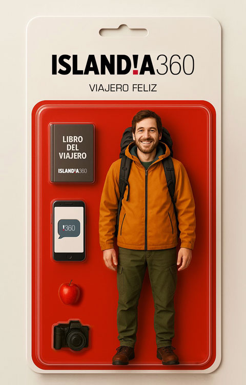 VIajero feliz por Islandia ia
